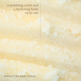 Oak Essentials Perfecting Body Scrub shea butter swirl indicating rich hydration