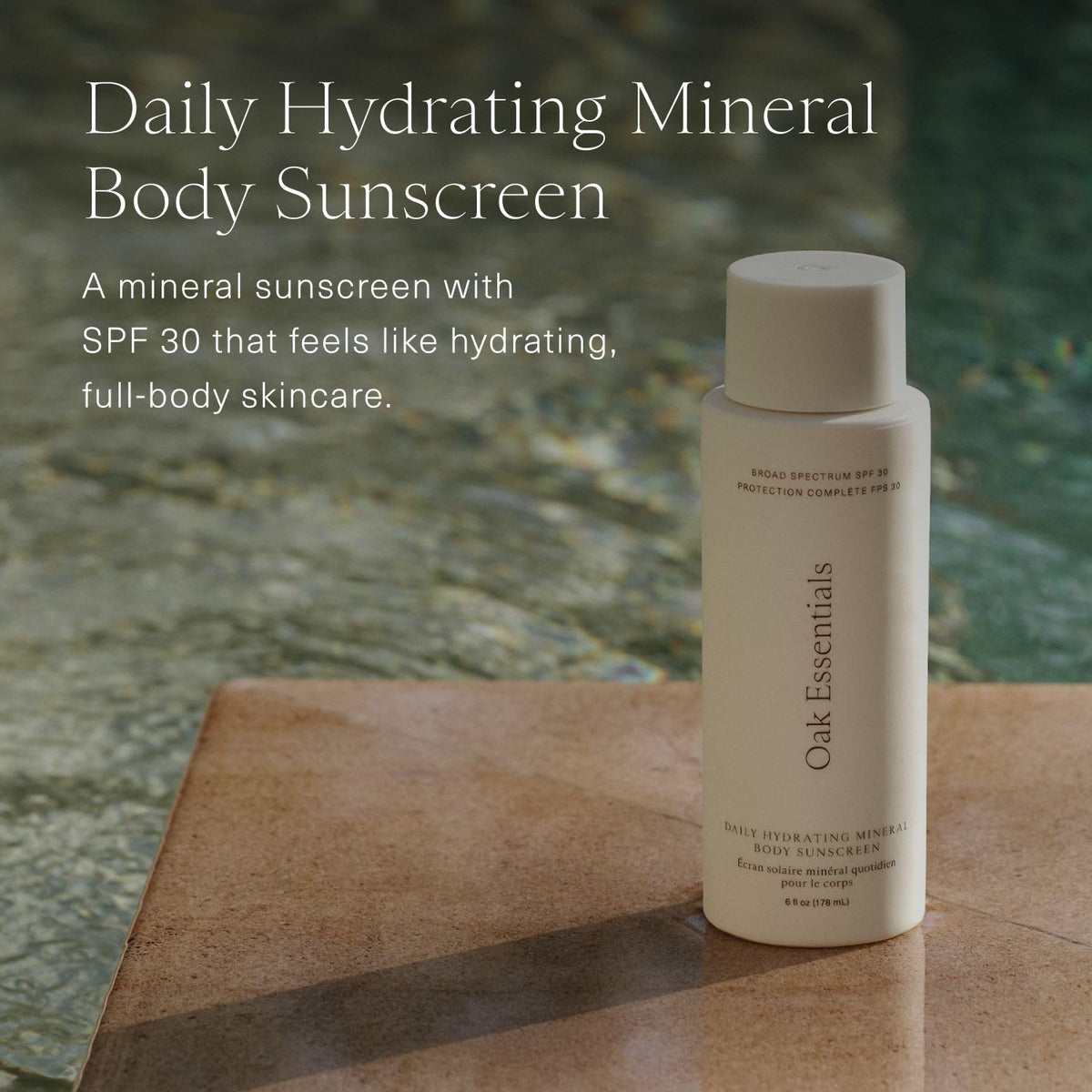 Oak Essentials sunscreen texture swatch reveals lightweight, quick-absorbing skin feel.