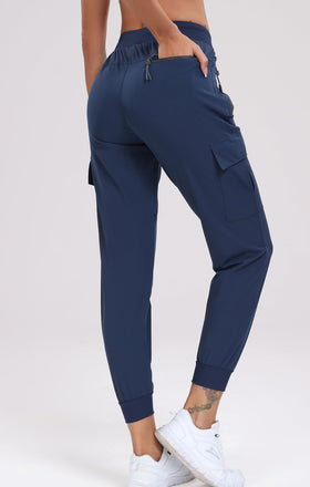 Oalka cargo hiking pants pocket closeup highlighting deep front zip pockets for quick access.