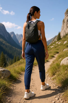 Oalka pants thigh cargo pockets closeup with hook-and-loop closures for secure storage.
