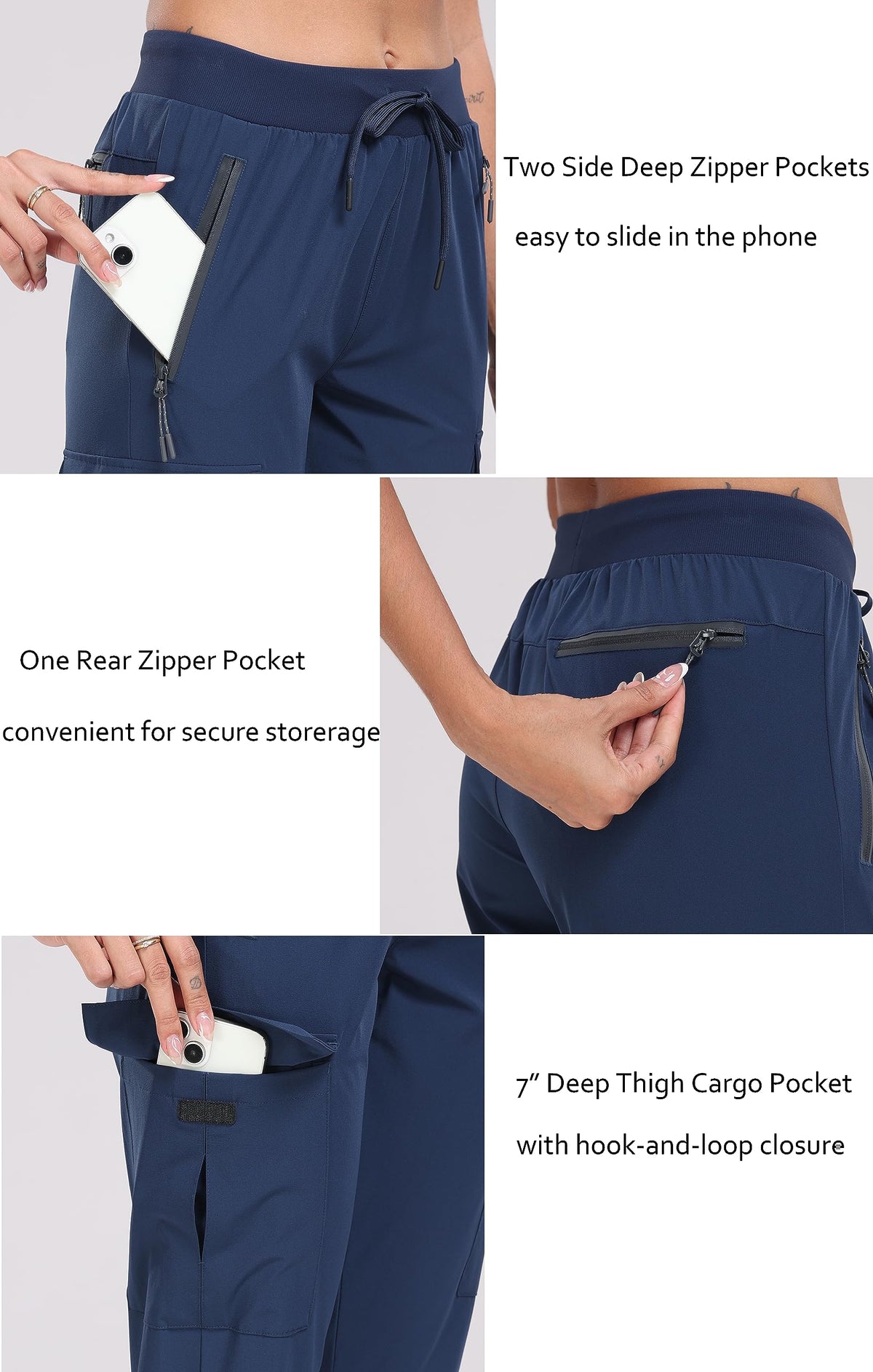 Oalka cargo hiking pants waist adjustable closeup showing customizable fit.