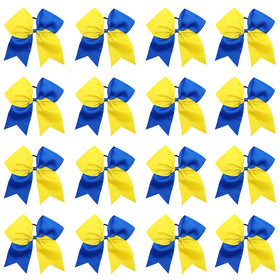 OAOLEER 8-inch royal blue yellow cheer bow front view for games