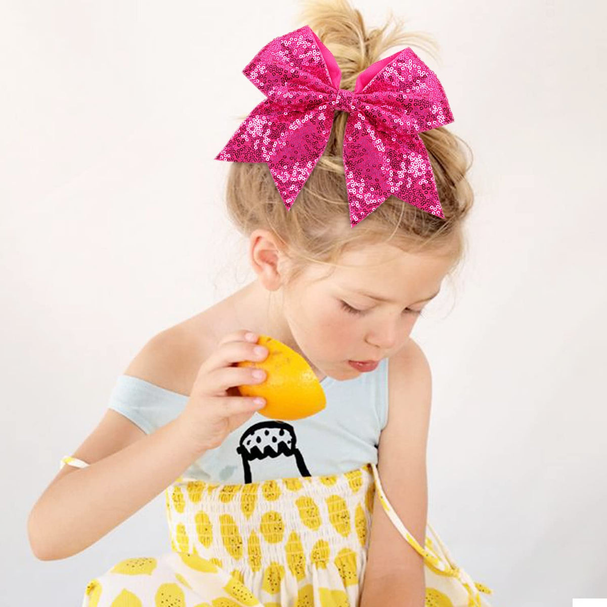 OAOLEER glitter cheer bow 7-inch pink ideal for camp performances and practice