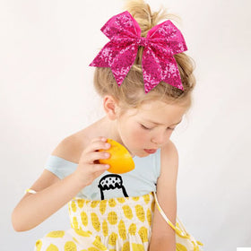 OAOLEER glitter cheer bow 7-inch pink ideal for camp performances and practice