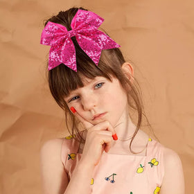 OAOLEER glitter cheer bow 7-inch pink sturdy grosgrain for secure wear