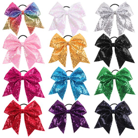OAOLEER glitter cheer bow on a ponytail in 7-inch size for standout performances.