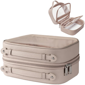 Oaque clear cosmetic bag front view highlights transparent design for quick access.