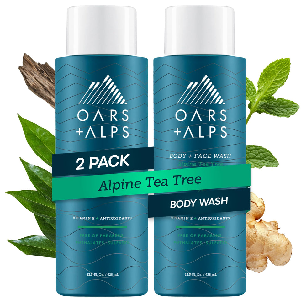 Oars + Alps Body Wash bottle with pump for easy daily cleansing.
