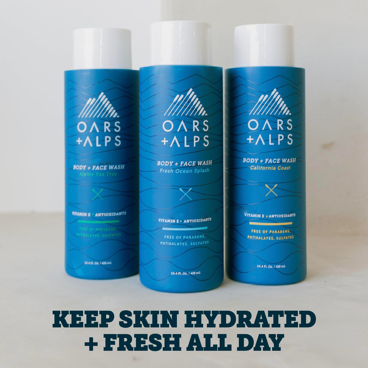 Oars + Alps California Coast bottle with crisp, masculine scent in focus.
