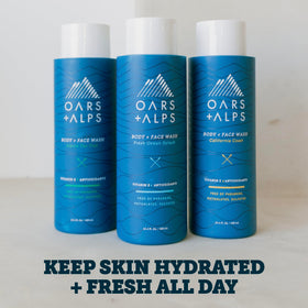 Oars + Alps California Coast bottle with crisp, masculine scent in focus.