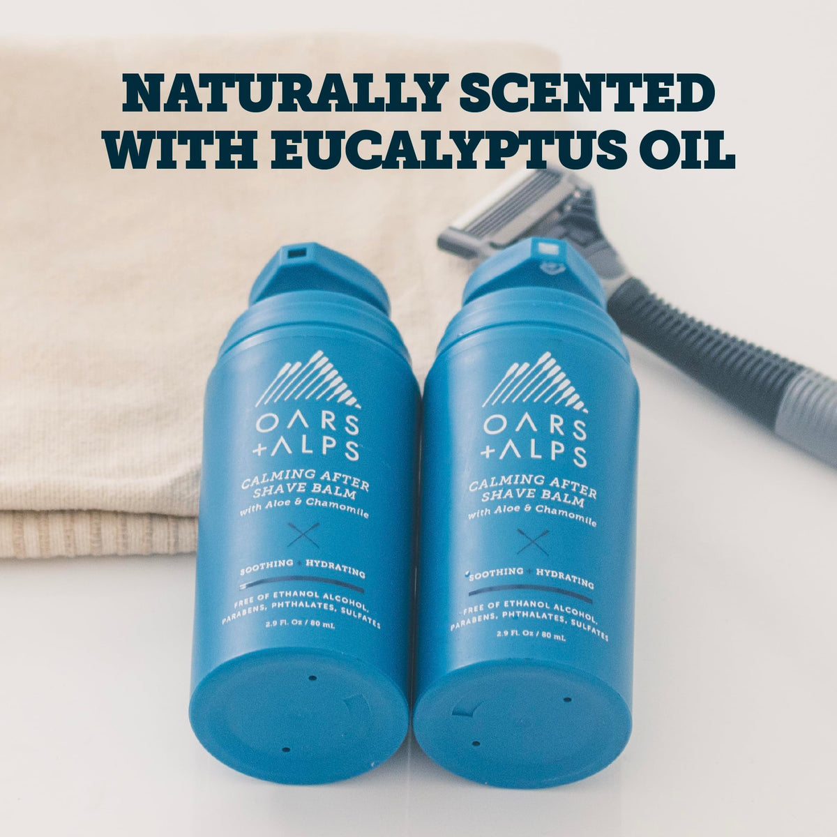 Oars + Alps Daily ritual shot conveys soothing post-shave care.