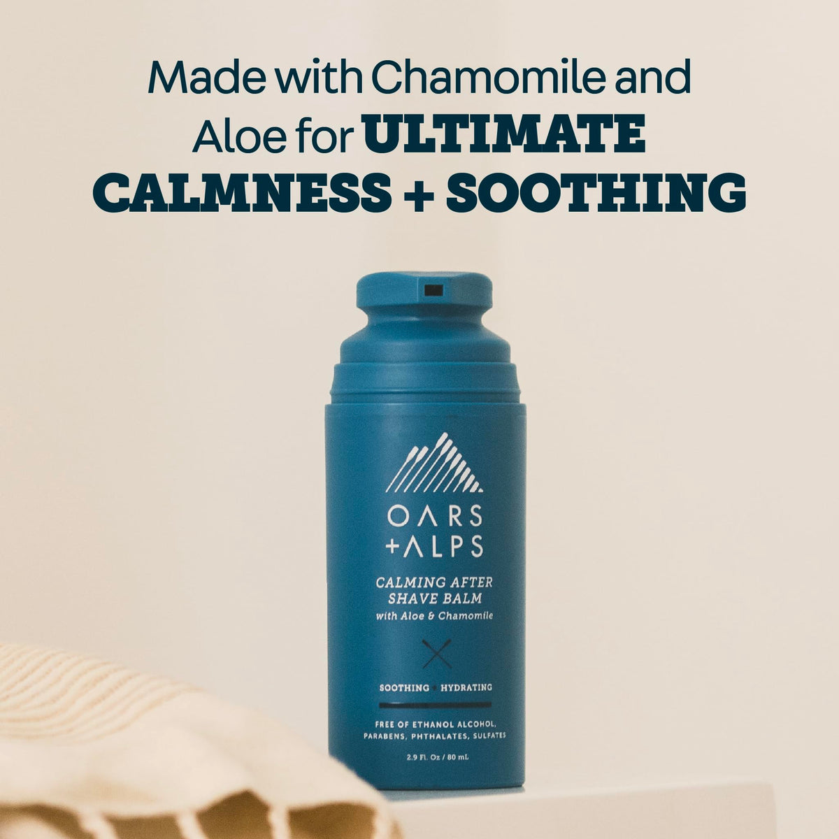 Oars + Alps Ingredient card showcases panthenol and bisabolol for moisture.