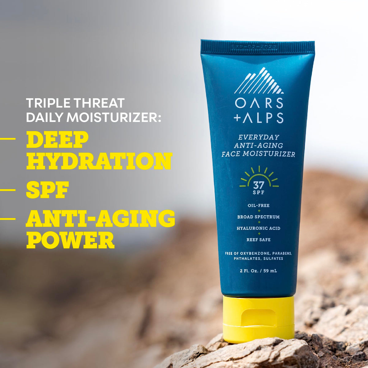 Oars + Alps sunscreen pump demonstrating quick, convenient application
