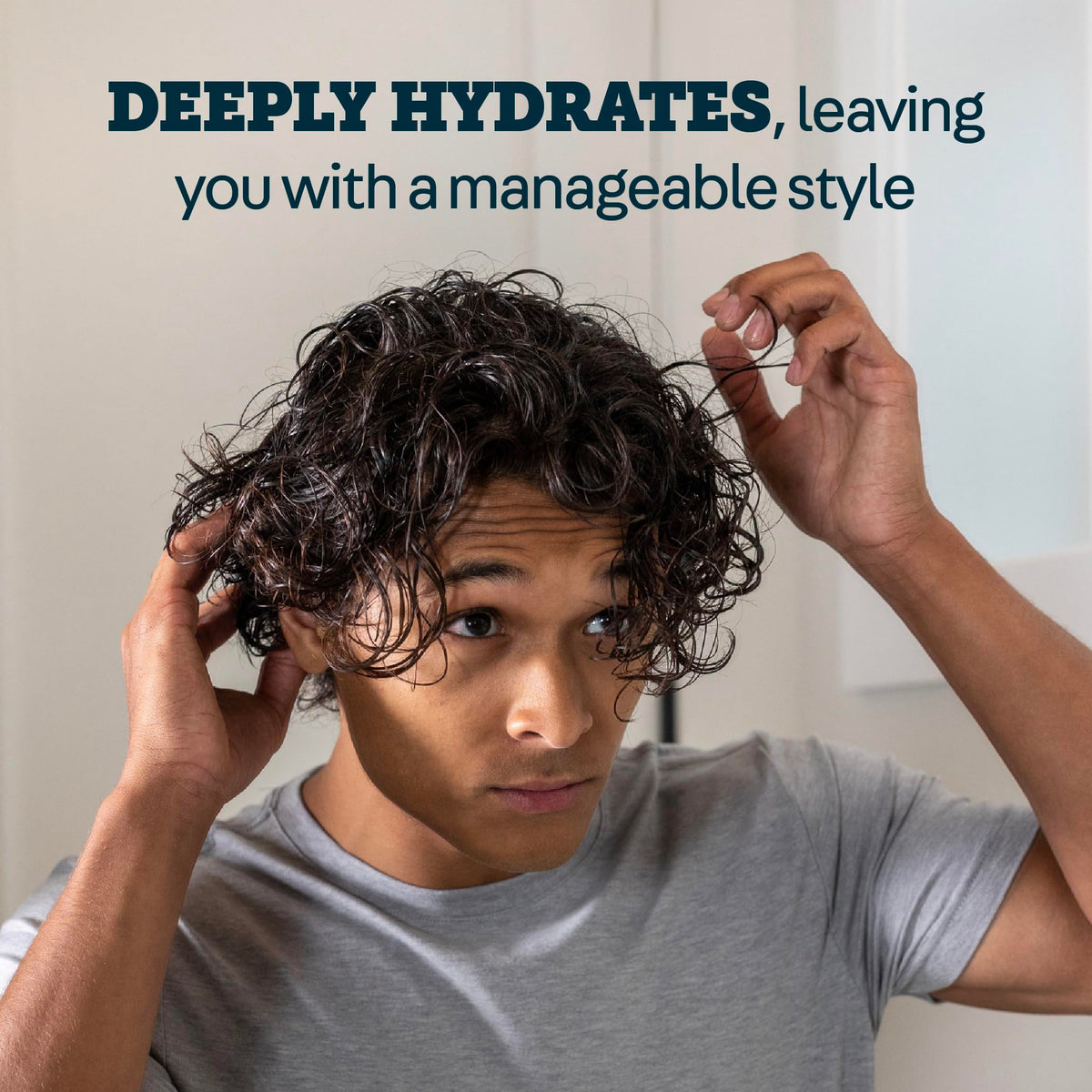 Hair texture after applying Oars + Alps cream appears smooth and glossy.