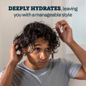Hair texture after applying Oars + Alps cream appears smooth and glossy.