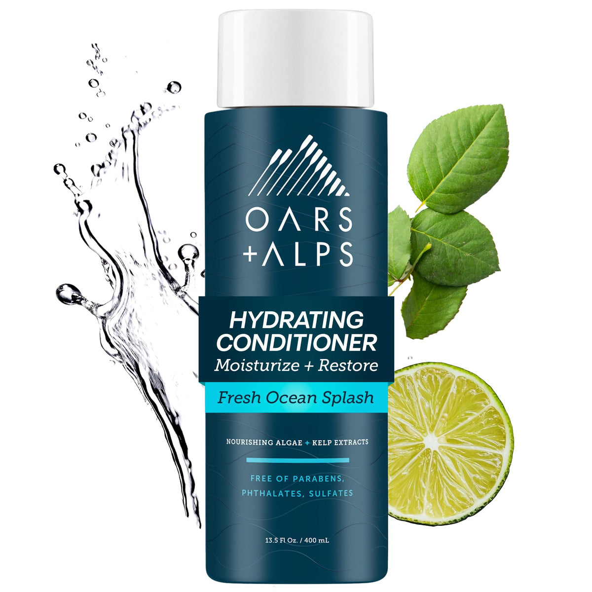 Oars + Alps Hydrating Conditioner bottle front, lightweight moisture for hair.