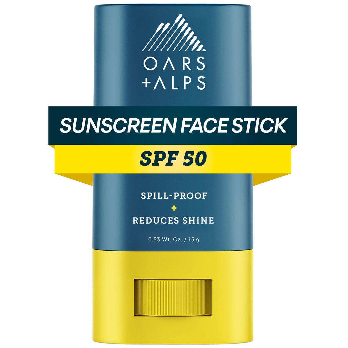 Oars + Alps Matte Sunscreen Stick packaging for on-the-go protection.