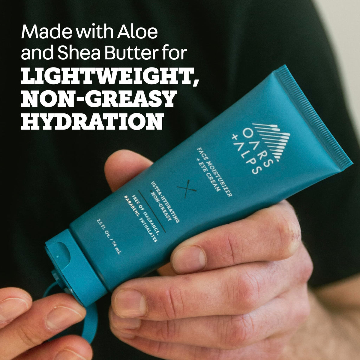 Oars + Alps shea butter and jojoba oil close-up elasticity support