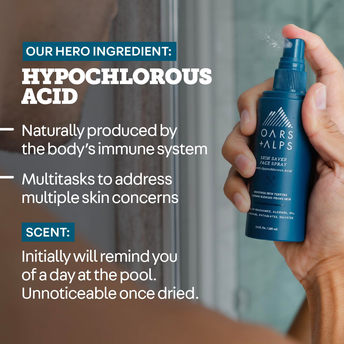 Oars + Alps Skin Saver bottle shown with fragrance-free three-ingredient formula.