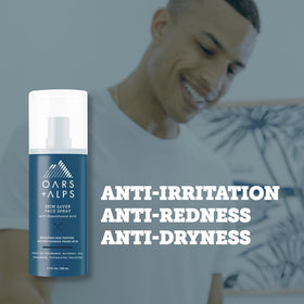 Oars + Alps Skin Saver spray nozzle delivering HOCl for gentle skin soothing.