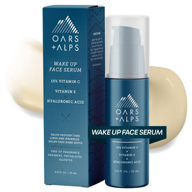 Oars + Alps Vitamin C Serum bottle close-up for travel-friendly packaging