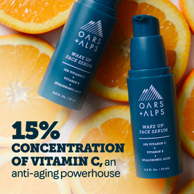 Oars + Alps Vitamin C Serum drop on hand showing quick absorption