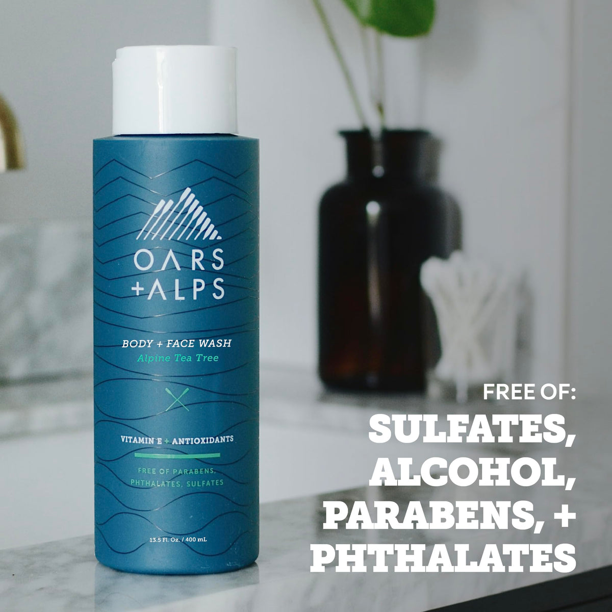 Oars + Alps Vitamin E antioxidants nourish skin while cleansing.