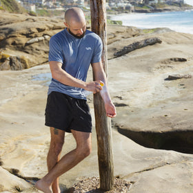 Oars + Alps water-resistance shot conveys protection during sweat and outdoor activity.