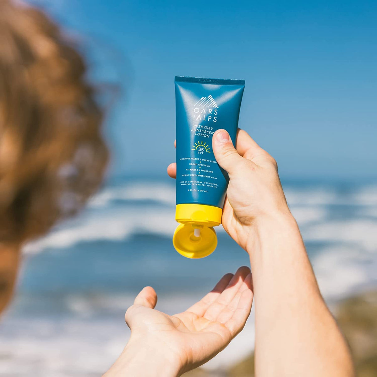 Oars + Alps sunscreen demonstrates water and sweat resistance for up to 80 minutes.