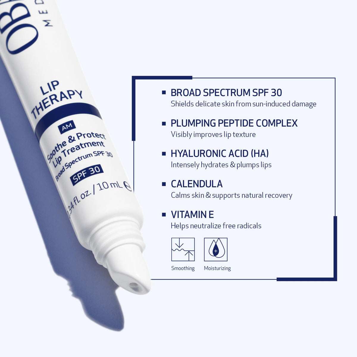 Obagi Lip Therapy SPF 30 balm with peptides for plump texture