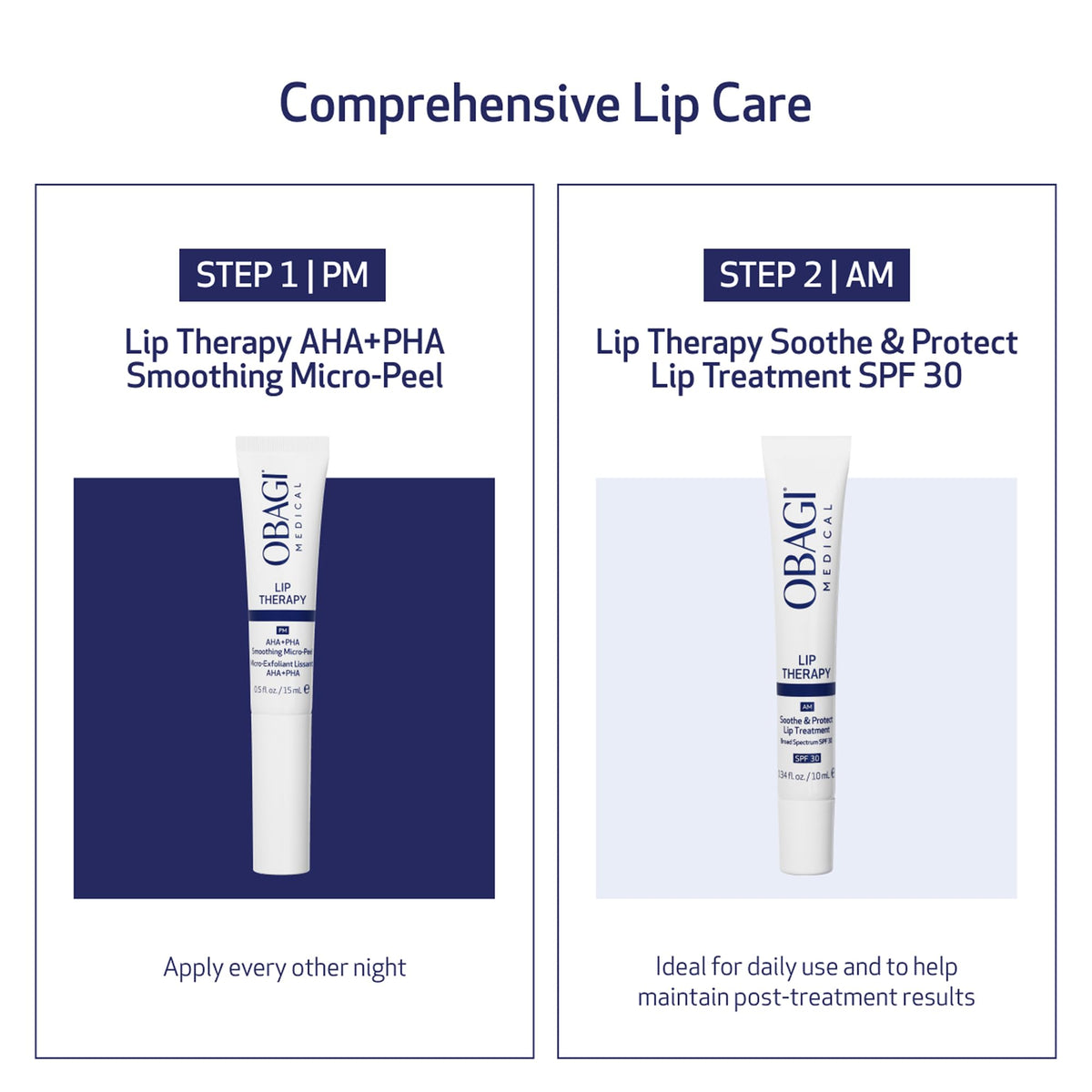 Obagi Lip Therapy SPF 30 balm label highlights SPF 30 protection