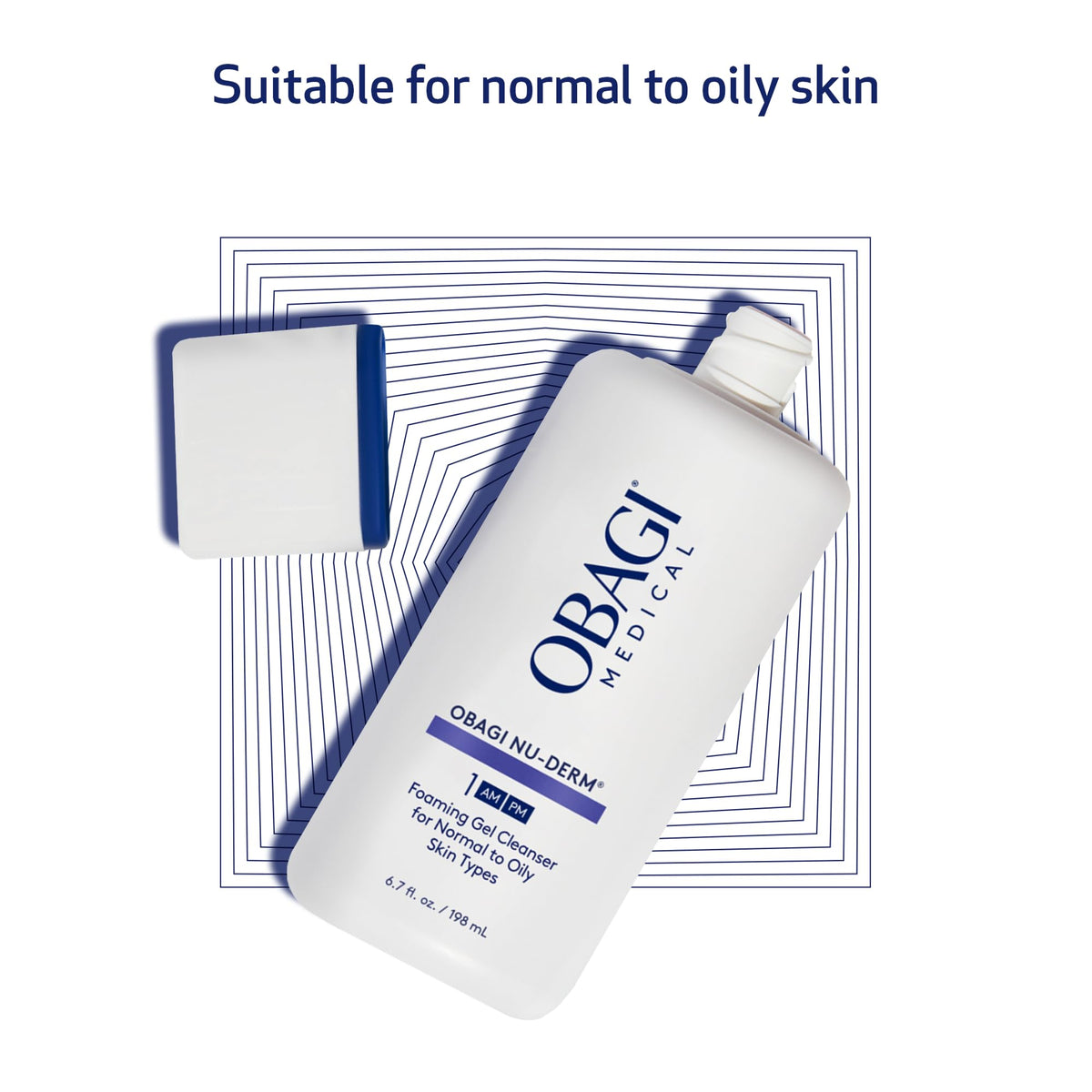 Obagi Nu-Derm Foaming Gel pump provides easy, mess-free daily cleansing.