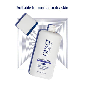 Obagi Nu-Derm Gentle Cleanser rinsing with water for a clean feel.