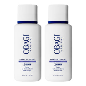 Obagi Nu-Derm Toner bottle shows alcohol-free formula for gentle skin balance.