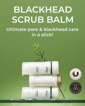 OBgE Blackhead Scrub Balm packaging highlights portable 0.7oz design for on-the-go skin care.