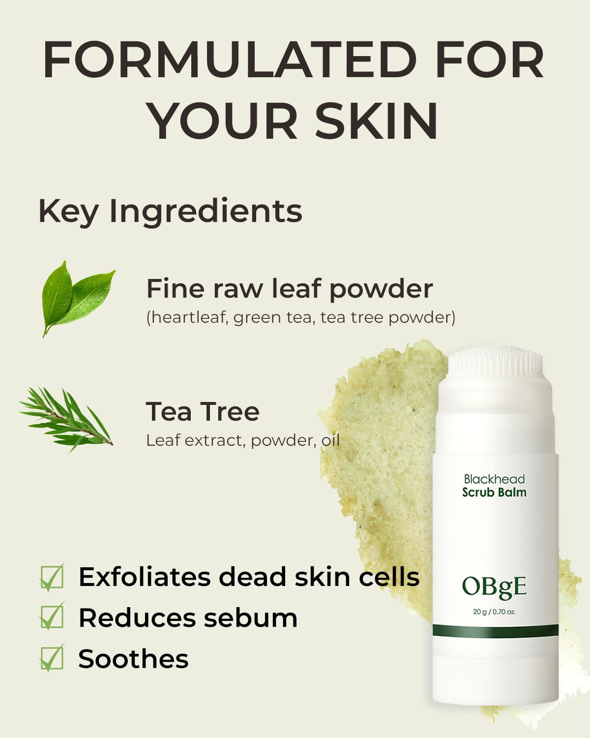 OBgE Blackhead Scrub Balm hydration thanks to hyaluronic system for smoother skin after use.