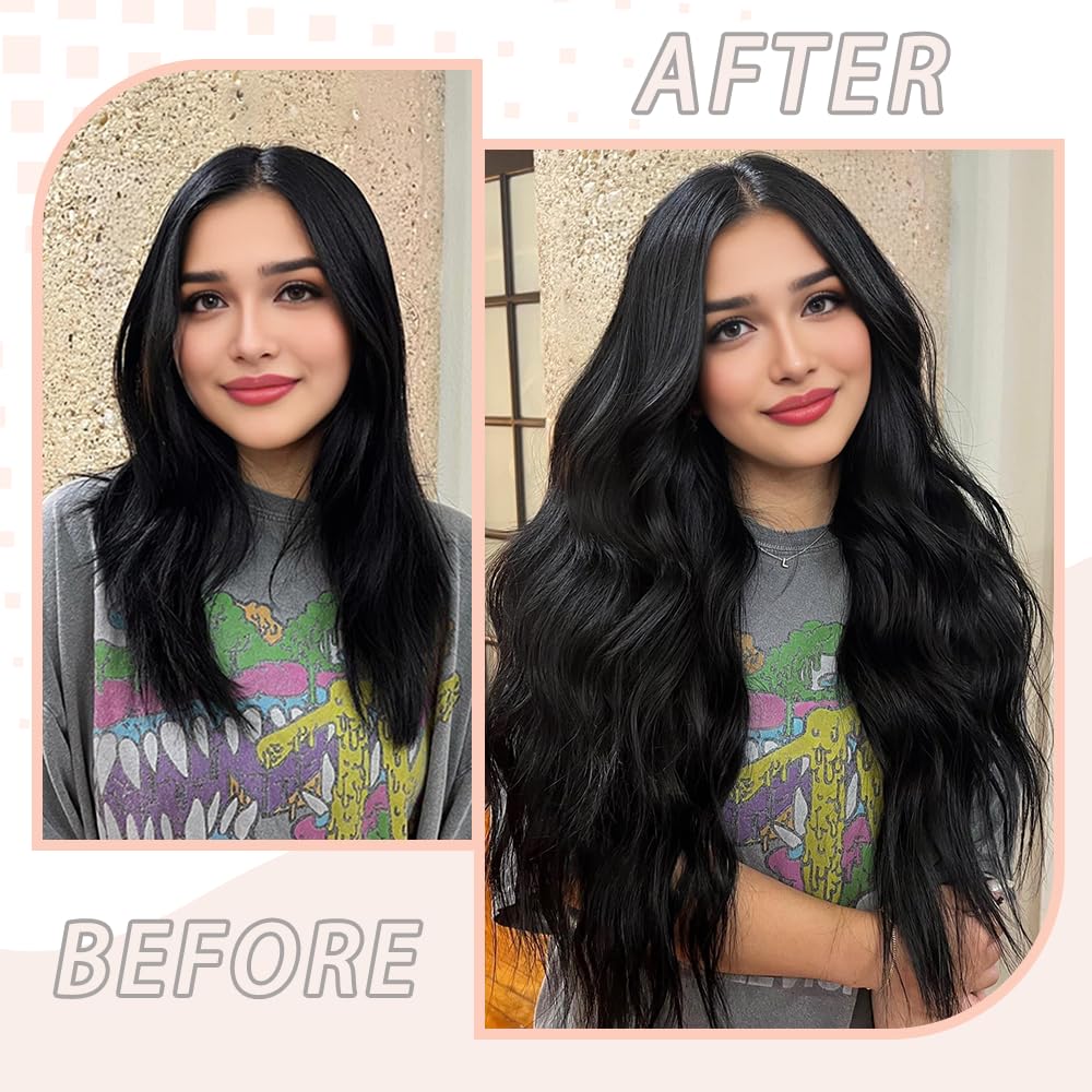 OBHD natural black 1B 18-inch Remy hair extensions.