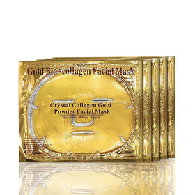 ObiPosay collagen mask gold sheet close-up showing premium texture for soothing application.