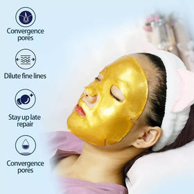 ObiPosay collagen mask relaxation routine image suggests spa-like self-care moment.