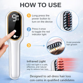 Obiredk Laser Hair Growth Comb built-in reservoir for integrated scalp treatment during sessions.