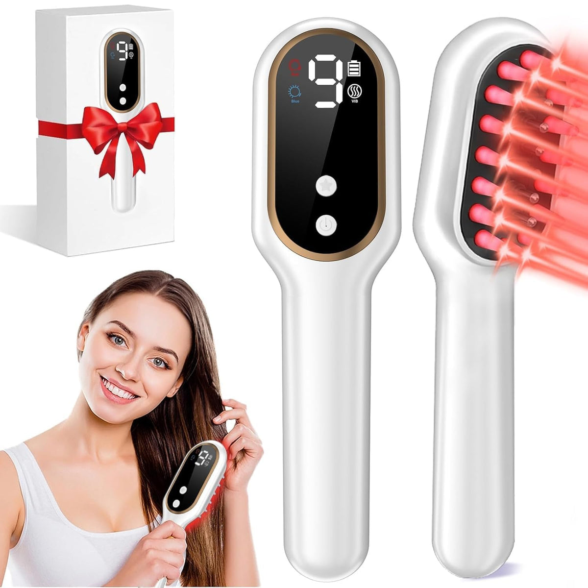 Obiredk Laser Hair Growth Comb front view for convenient at-home use and everyday styling.