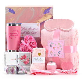 Obisesio 11-piece women's self-care gift set in pink box for birthdays and get-well moments