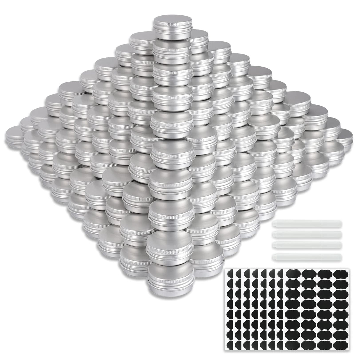 OBKJJ 234-pack round tins with screw lids, 15 ml each, ideal for DIY skincare trials.