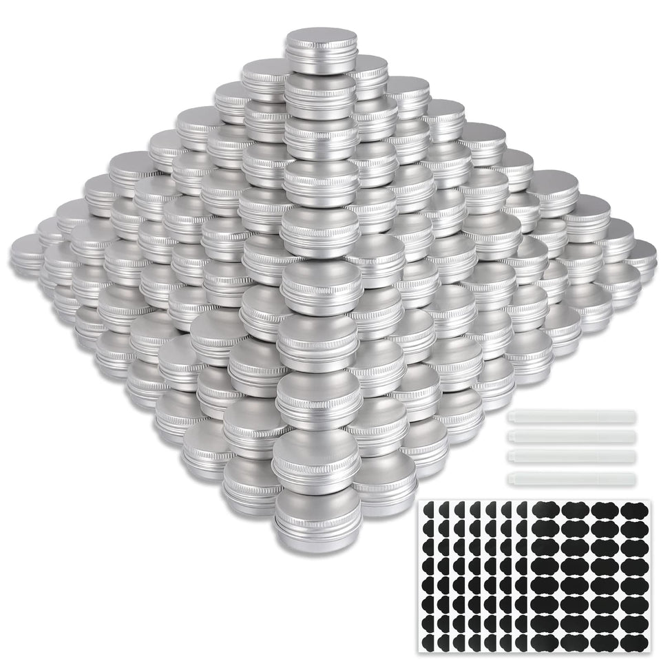 OBKJJ 234-pack round tins with screw lids, 15 ml each, ideal for DIY skincare trials.