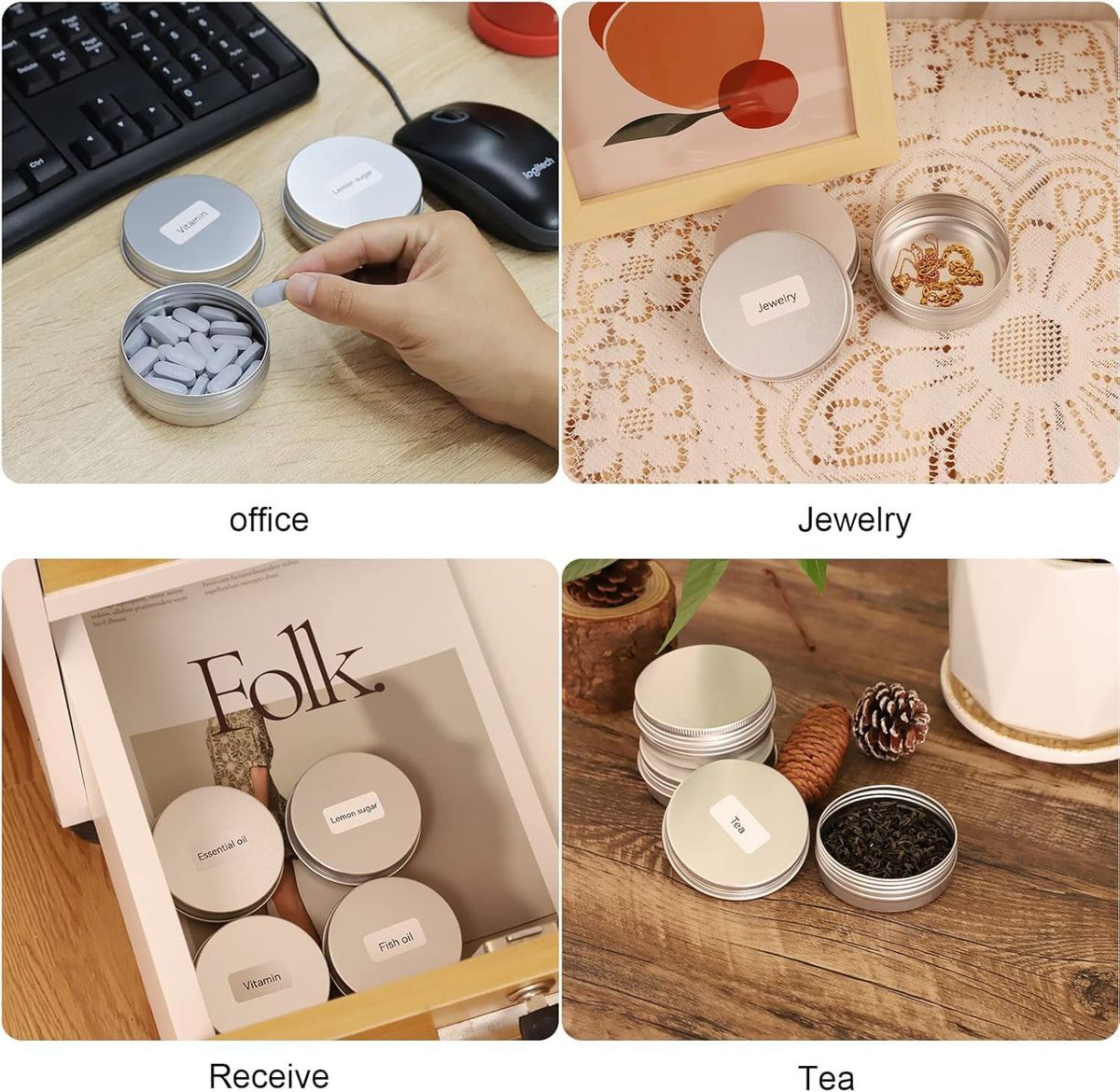OBKJJ tin for food storage and sweet treats, compact and organized.