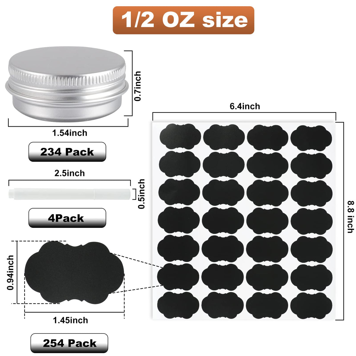 OBKJJ white markers included for quick labeling of tins in DIY projects.