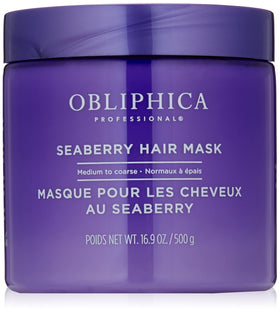 Obliphica Professional Seaberry Mask bottle for scalp nourishment and shine.