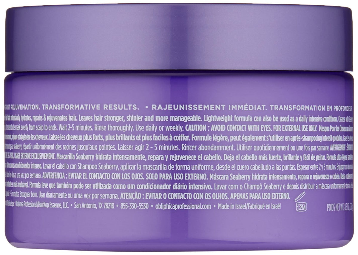 Obliphica Seaberry Hair Mask during application on color-treated hair for conditioning.