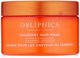 Obliphica Seaberry Hair Mask packaging showcases premium conditioning for dry, damaged hair