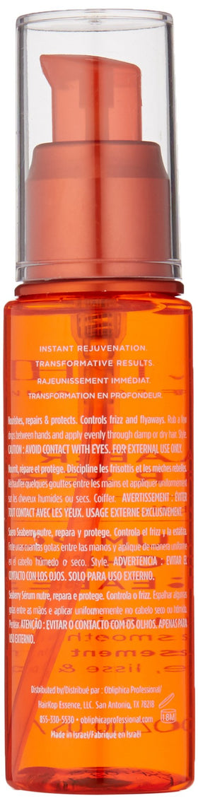Obliphica Professional Seaberry leave-in serum nourishes fine hair for shine and manageability.